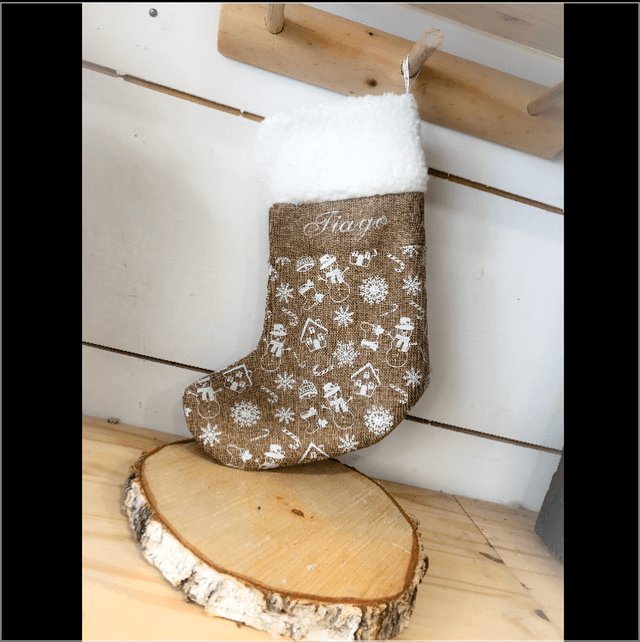 Chaussette de Noël Jute imprimé 
