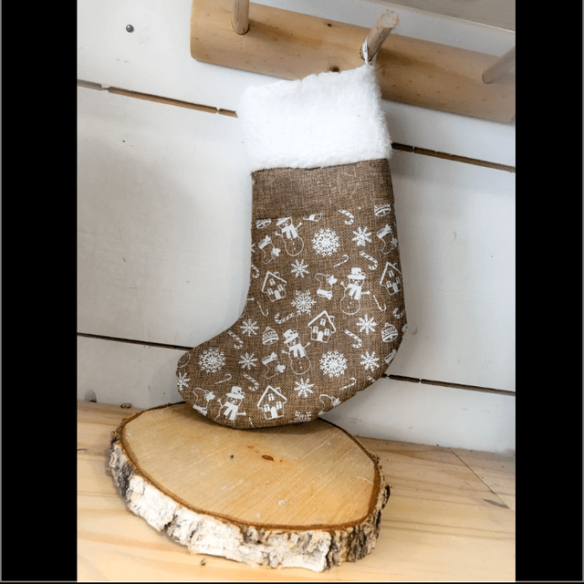 Chaussette de Noël Jute imprimé 