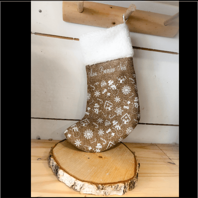 Chaussette de Noël Jute imprimé 