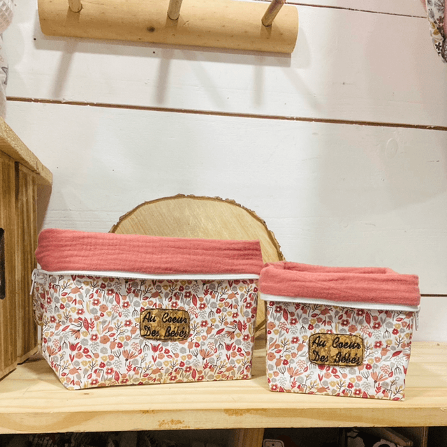 Trousse transformable en panière fleuri terra cotta