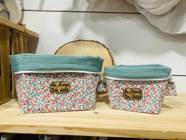 Trousse transformable en panière fleuri 