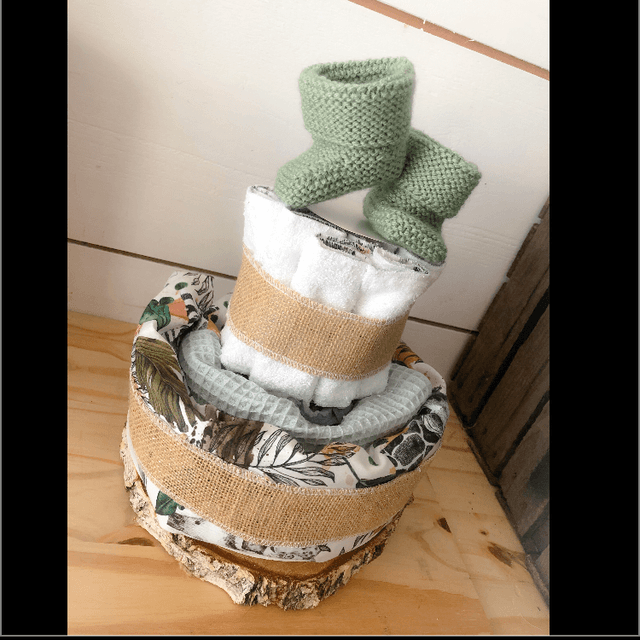 Gâteau De Lingettes/Plaid safari vert amande 