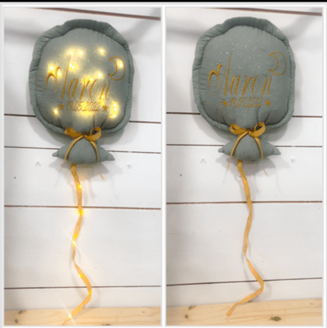 Ballon mural décoratif vert sauge lumineux 