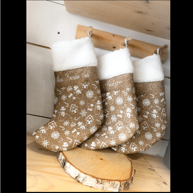 Chaussette de Noël Jute imprimé 